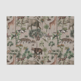 Papel De Seda Padrão Tropical Selgle Safari Animal