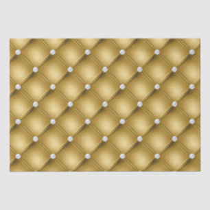 Papel De Seda Padrão Tufado de Diamante Dourado de luxo