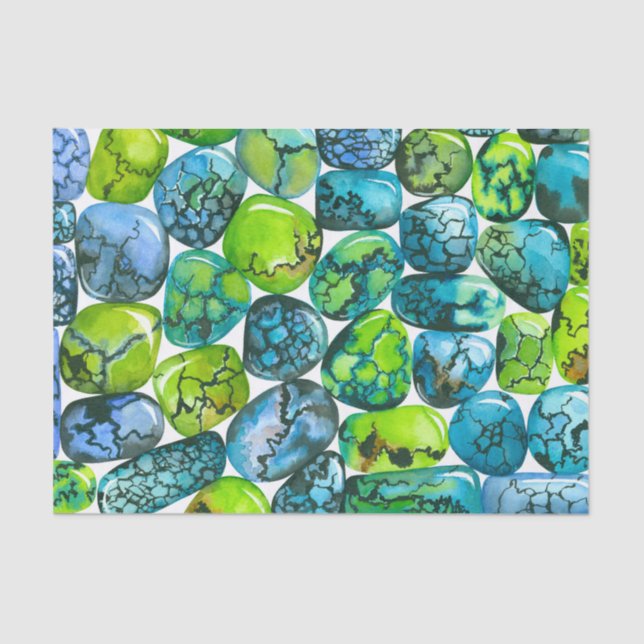 Papel De Seda Padrão turquesa (Frente )