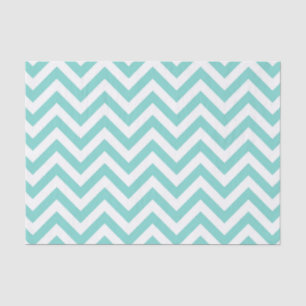 Papel De Seda Padrão Turquoise Aqua White Large Chevron ZigZag
