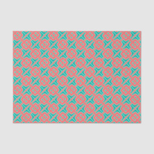 Papel De Seda Padrão único de turquesa e coral