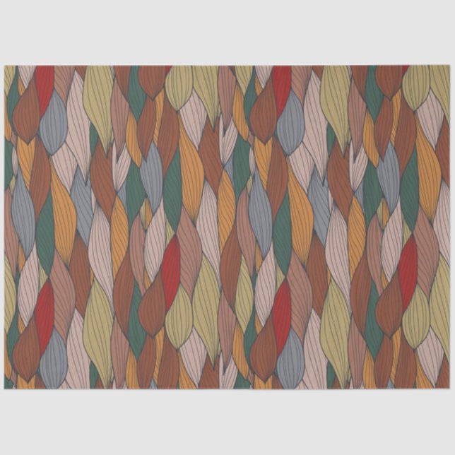 Papel De Seda Padrão único ondulado com cor laranja rosa verde   (Frente )