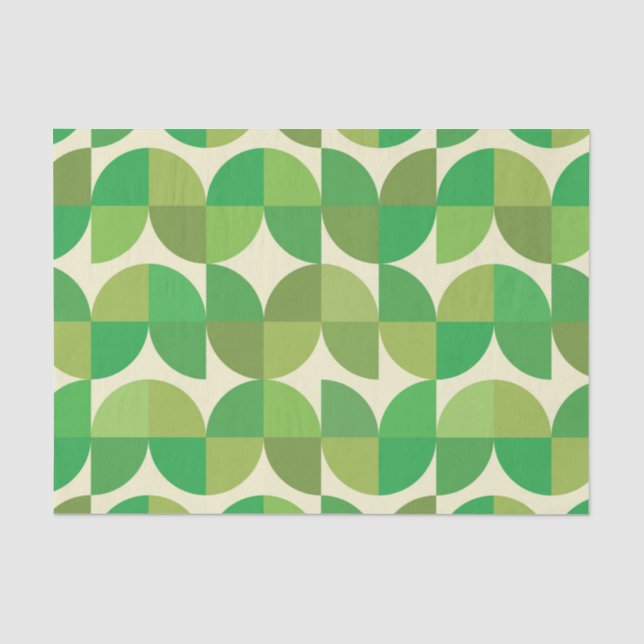 Papel De Seda Padrão Verde Abstrato moderno do meio século (Frente )