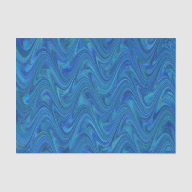 Papel De Seda Padrão Verde Azul Marbling (Frente )