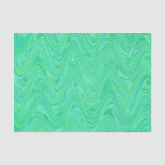 Papel De Seda Padrão Verde Azul Marmoreado (Frente )
