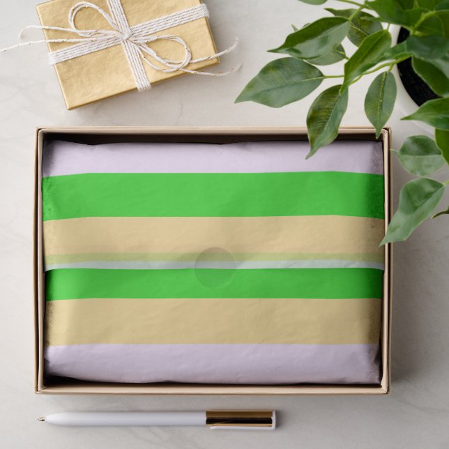 Papel De Seda Padrão verde, branco e laranja (Presente)