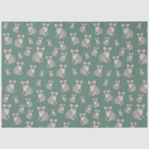 Papel De Seda Padrão Verde Cute Koala Eucalyptus