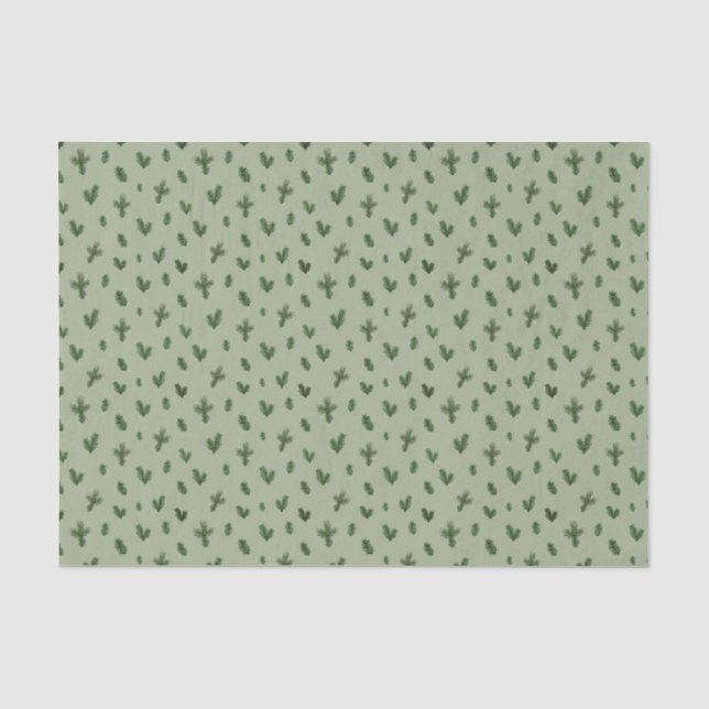 Papel De Seda padrão verde da árvore de natal simples (Frente )