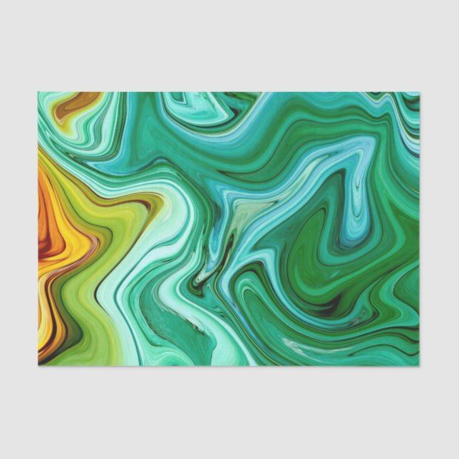 Papel De Seda Padrão Verde e Yello/Agate Dourado (Frente )