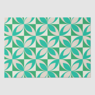Papel De Seda Padrão Verde-Menta Geométrico Moderno de Meados do