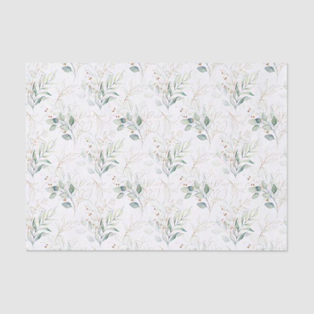 Papel De Seda Padrão Verde Pastel Floral Verde (Frente )