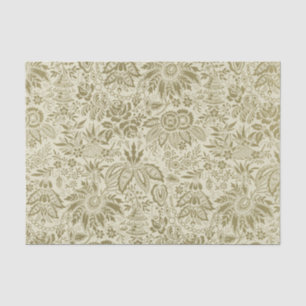 Papel De Seda Padrão Verde Sage Floral de Brocado Botânico Toile