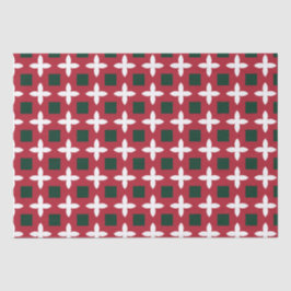 Papel De Seda Padrão Verde Vermelho e Branco Natal