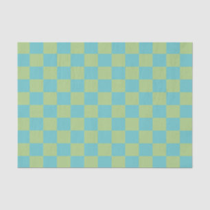Papel De Seda Padrão verificado da placa de xadrez em azul e ve