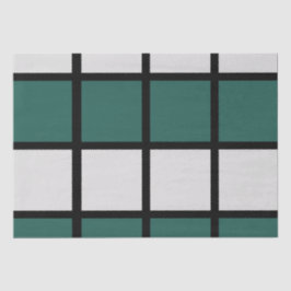 Papel De Seda Padrão Verificado em Preto da Cinza Teal