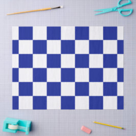 Papel De Seda Padrão Verificado Real Azul e Branco