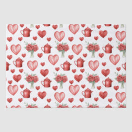 Papel De Seda padrão vermelho com coração para dia de os namorad