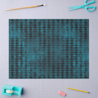 Papel De Seda Padrão Vertical do Harlequin Azul e Preto do Vinta