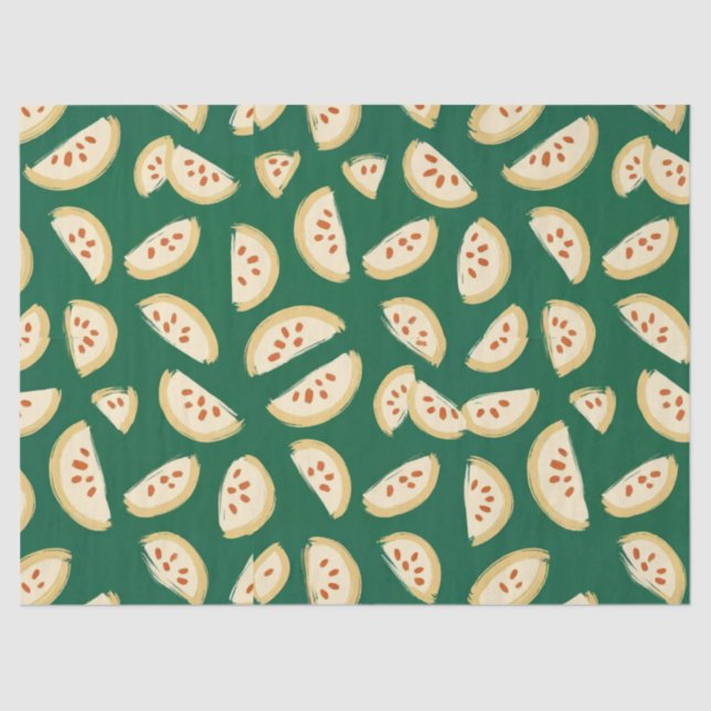 Papel De Seda padrão vibrante de fruta goiaba verde (Frente )