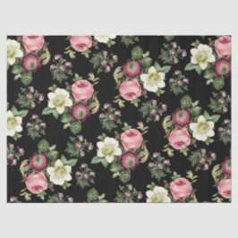 Papel De Seda Padrão Vintage Floral Rosa