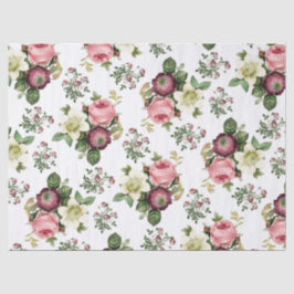 Papel De Seda Padrão Vintage Floral Rosa