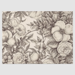 Papel De Seda Padrão Vintage Floral Sepia (2)