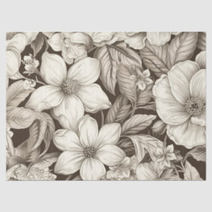 Papel De Seda Padrão Vintage Floral Sepia (6)
