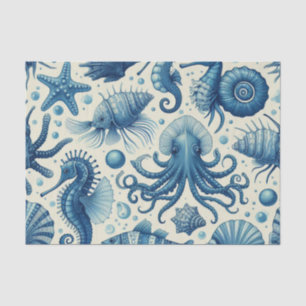 Papel De Seda Padrão Vintage Sealife