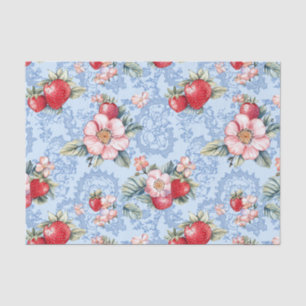 Papel De Seda Padrão Vintage Strawberry & Flowers
