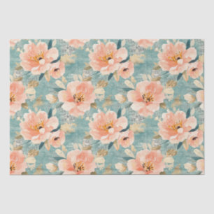 Papel De Seda Padrão Vintage Watercolor Floral Abstrato (1)