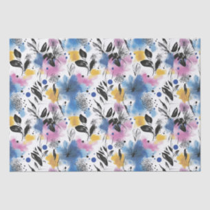 Papel De Seda Padrão Vintage Watercolor Floral Abstrato (13)