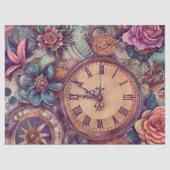 Papel De Seda Padrão Vitoriano Pastel Steampunk (Frente )