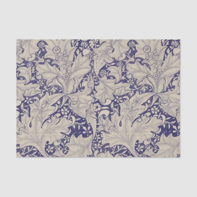 Papel De Seda Padrão Wallflower Azul Antigo de William Morris (Frente )