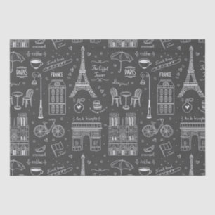 Papel De Seda Padrão Whimsical Paris Doodles