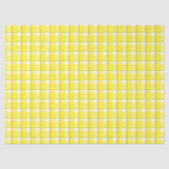 Papel De Seda Padrão Xadrez Amarelo e Laranja (Frente )