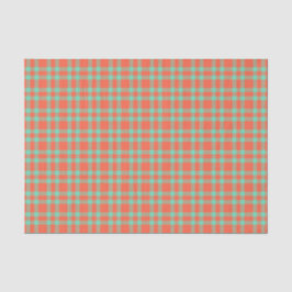 Papel De Seda Padrão Xadrez Aquamarine Coral
