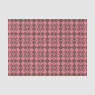 Papel De Seda Padrão Xadrez Argila Rosa Marrom