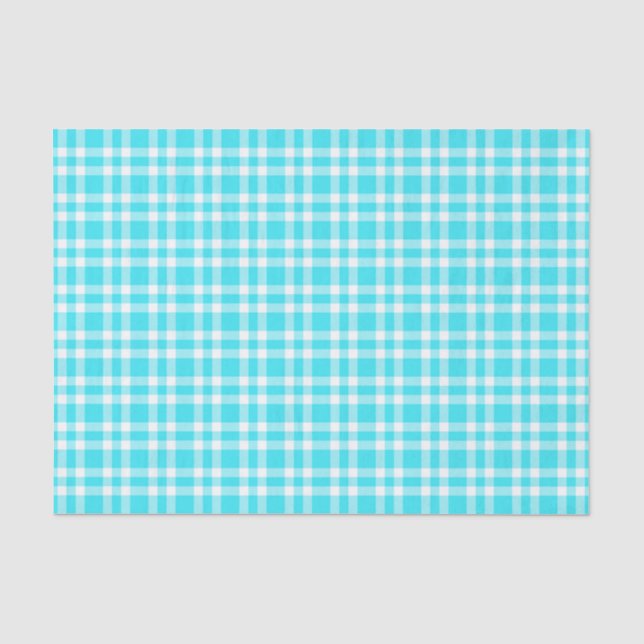 Papel De Seda Padrão Xadrez Azul Branco (Frente )