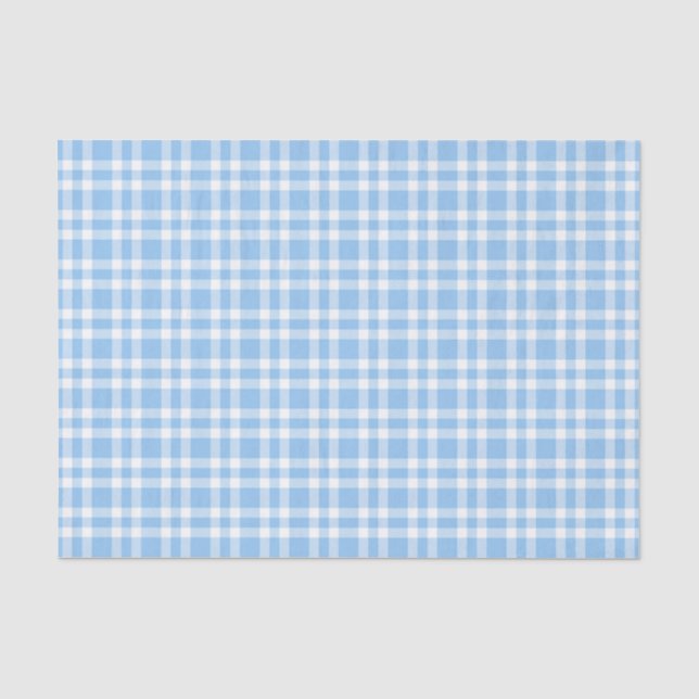 Papel De Seda Padrão Xadrez Azul Branco (Frente )