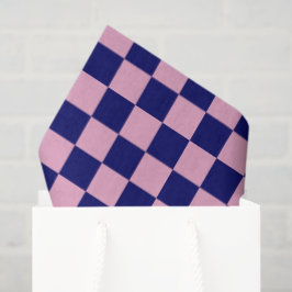 Papel De Seda Padrão Xadrez Azul Marinho e Rosa Claro