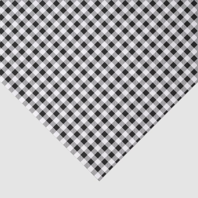 Papel De Seda Padrão Xadrez Búfalo Preto Branco na Moda (Detalhes)