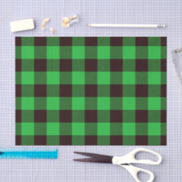 Papel De Seda Padrão Xadrez Búfalo Verde Rústico
