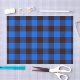Papel De Seda Padrão Xadrez de Buffalo em Azul Rustic Farmhouse