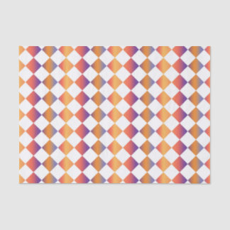 Papel De Seda Padrão Xadrez de Diamante com Gradiente Laranja Ve
