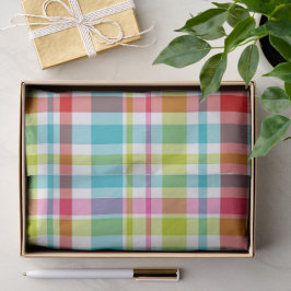 Papel De Seda Padrão Xadrez de Plaid Arco-Íris Brilhante