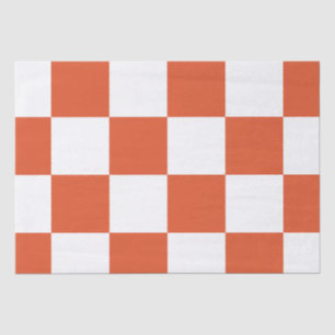 Papel De Seda Padrão Xadrez Laranja e Branco