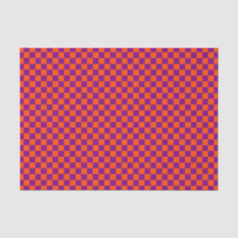 Papel De Seda Padrão Xadrez Laranja Roxo