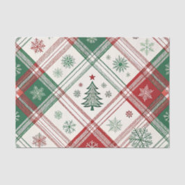 PAPEL DE SEDA PADRÃO XADREZ NATAL VERMELHO BRANCO VERDE