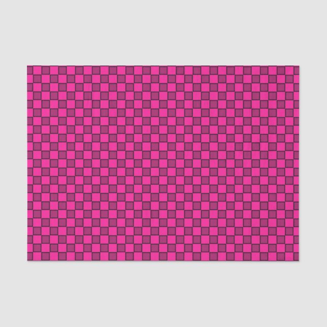 Papel De Seda Padrão Xadrez Preto Rosa (Frente )
