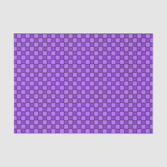 Papel De Seda Padrão Xadrez Preto Roxo (Frente )